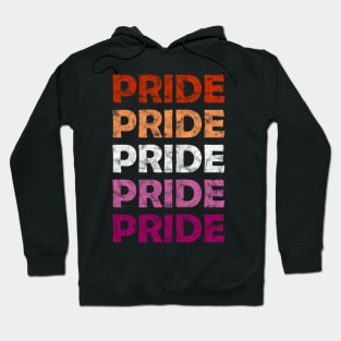 Lesbian Pride Flag Colors Repeating Text Design Hoodie